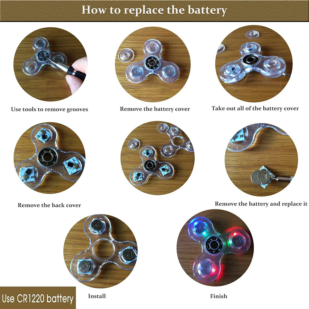 LED Crystal Fidget Spinner Hand Top Toy, Luminous Glow in Dark EDC Gyroscope for Kids Adults, Stress Relief Spinner