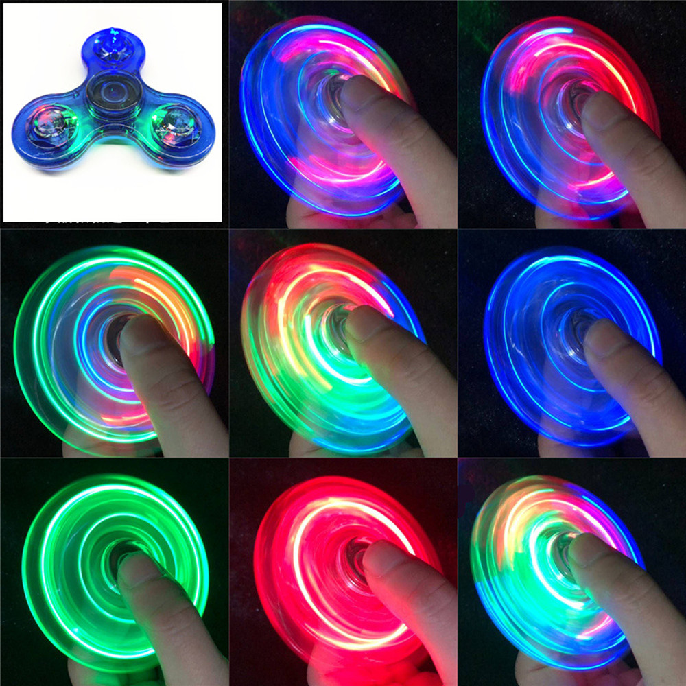 LED Crystal Fidget Spinner Hand Top Toy, Luminous Glow in Dark EDC Gyroscope for Kids Adults, Stress Relief Spinner