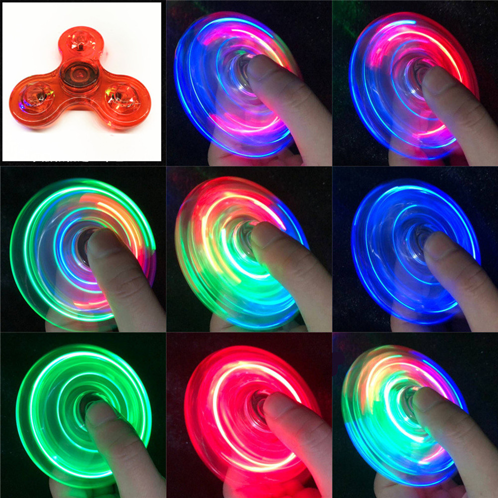 LED Crystal Fidget Spinner Hand Top Toy, Luminous Glow in Dark EDC Gyroscope for Kids Adults, Stress Relief Spinner