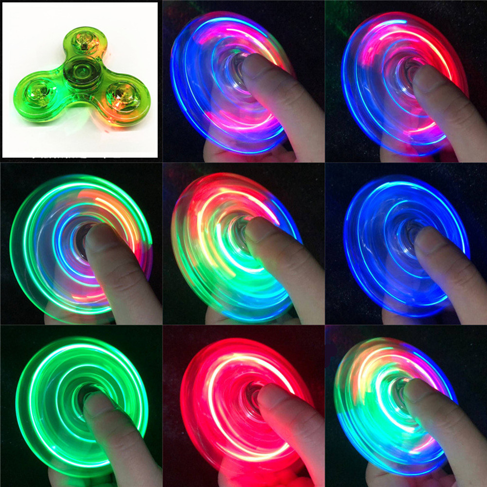 LED Crystal Fidget Spinner Hand Top Toy, Luminous Glow in Dark EDC Gyroscope for Kids Adults, Stress Relief Spinner