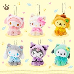 kawaii hello kitty kuromi plush keychain, sanrioed cute doll pendant for bags, kids, car, gifts & christmas decorations