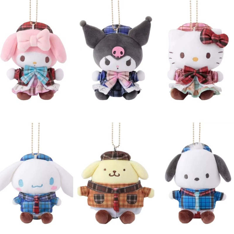 Kawaii Hello Kitty Kuromi Plush Keychain Sanrioed Cute Doll Pendant For Bags Kids Car Gifts Christ 1