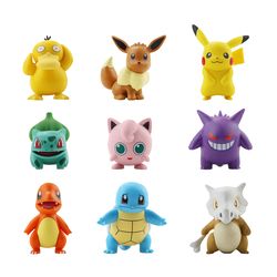pokemon pikachu anime figures, action model toys for kids & collectors, bulbasaur, squirtle, psyduck, jigglypuff