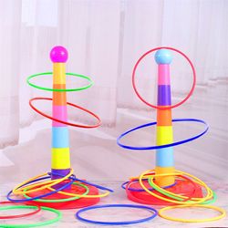kids ferrule ring toss circle game, stacked throwing toy for indoor outdoor play, early education, family fun