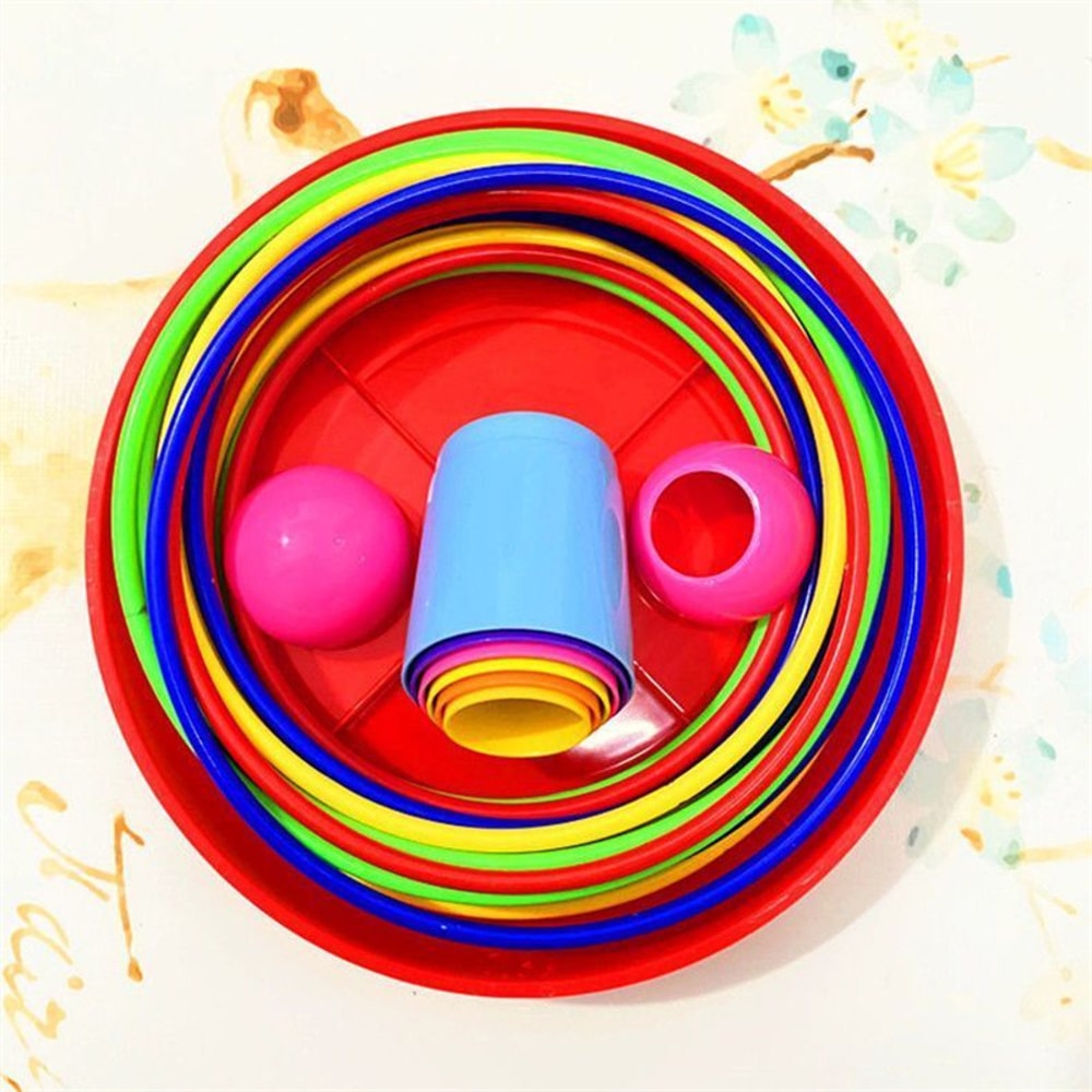 Kids Ferrule Ring Toss Circle Game, Stacked Throwing Toy for Indoor Outdoor Play, Early Education, Family Fun