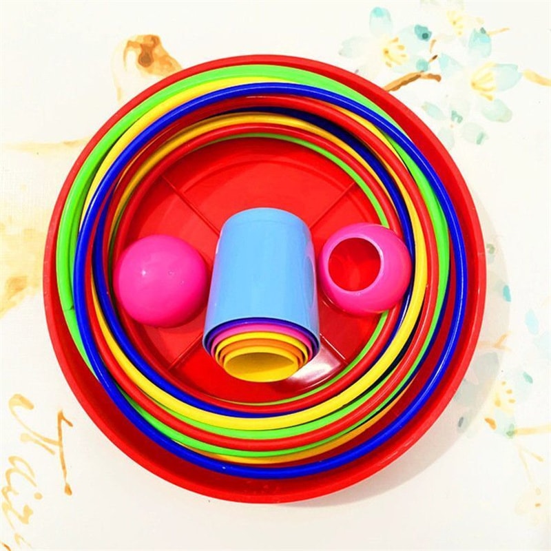 Kids Ferrule Ring Toss Circle Game, Stacked Throwing Toy for Indoor Outdoor Play, Early Education, Family Fun
