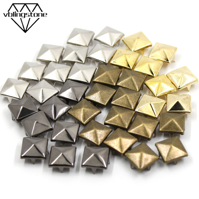 Metal Spikes Square Studs Rivets for Punk Rock Leather Craft, Clothes, Shoes & Bracelet DIY Projects, Four Claw Design
