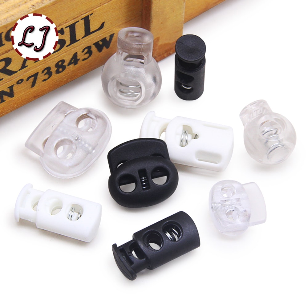 Plastic Cord Locks Stopper Buckles Toggles Ends, Shoelace Drawstring Clips for DIY Bag, Sportswear, Crafts, Black Frost