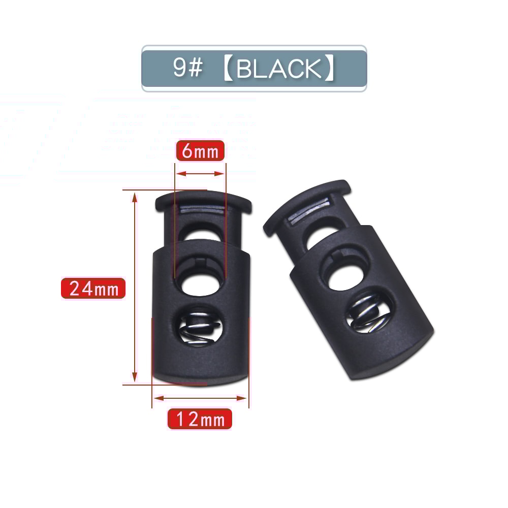 Plastic Cord Locks Stopper Buckles Toggles Ends, Shoelace Drawstring Clips for DIY Bag, Sportswear, Crafts, Black Frost