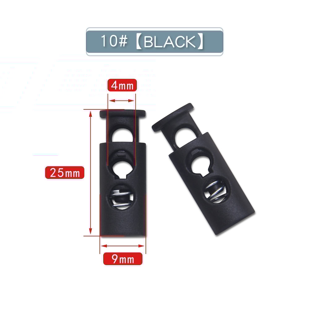 Plastic Cord Locks Stopper Buckles Toggles Ends, Shoelace Drawstring Clips for DIY Bag, Sportswear, Crafts, Black Frost