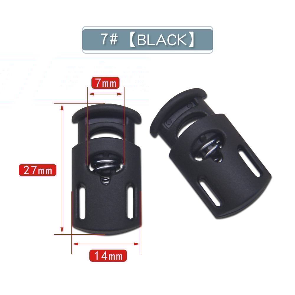 Plastic Cord Locks Stopper Buckles Toggles Ends, Shoelace Drawstring Clips for DIY Bag, Sportswear, Crafts, Black Frost