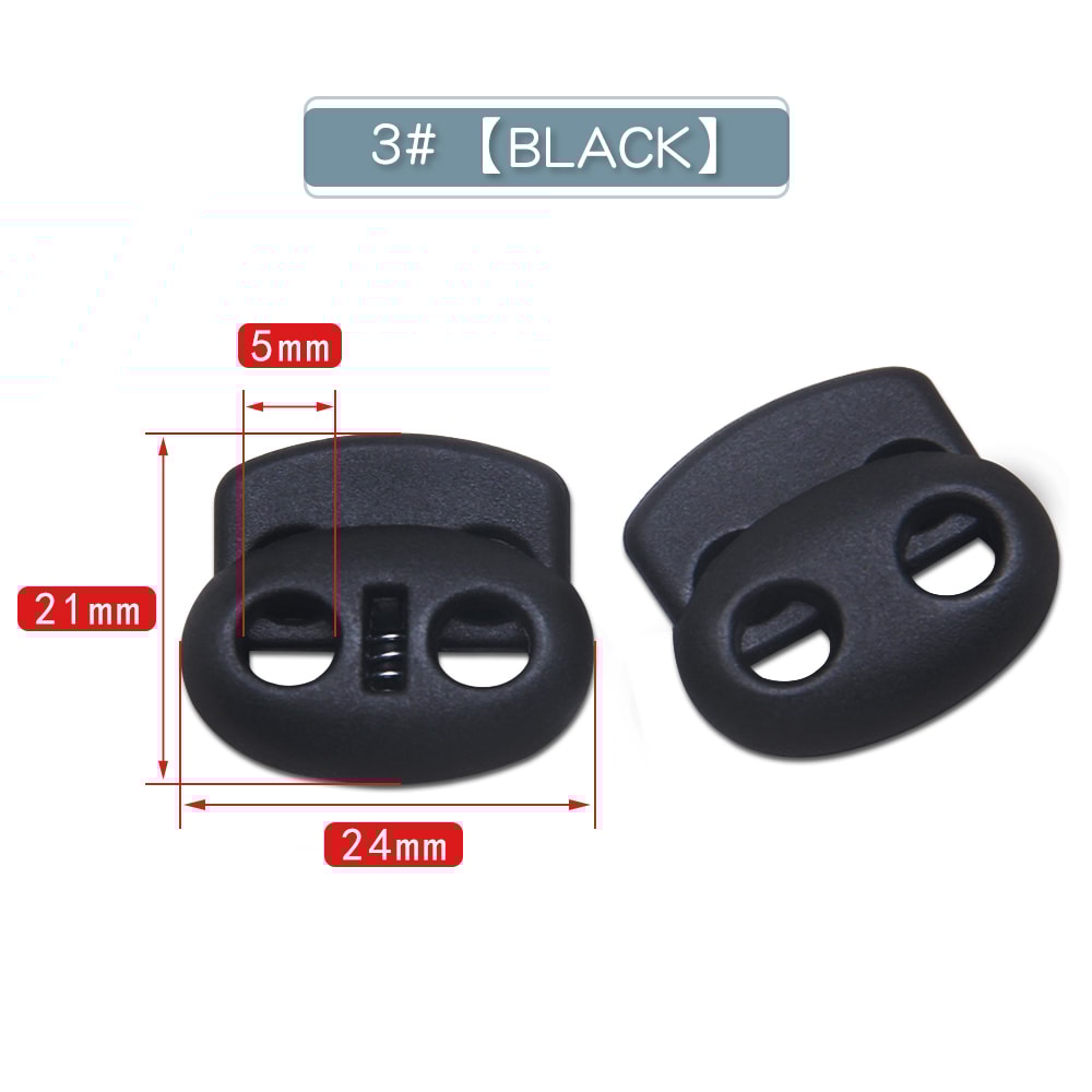 Plastic Cord Locks Stopper Buckles Toggles Ends, Shoelace Drawstring Clips for DIY Bag, Sportswear, Crafts, Black Frost