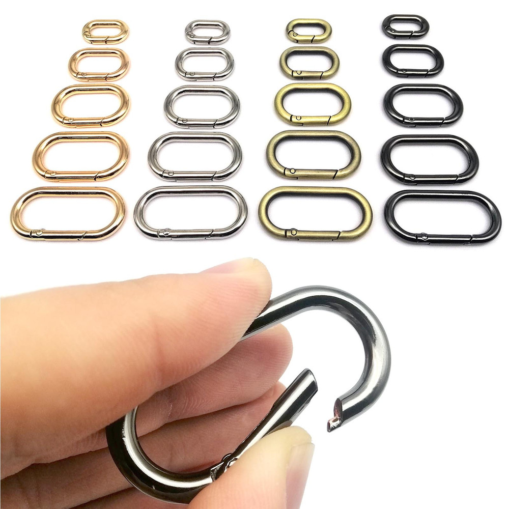 Openable Oval Spring Ring Buckle Clip for Leather Handbag Strap Keyring Pendant Key Chain Dog Collar Carabiner Connector