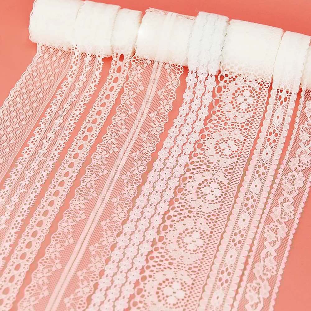 White Lace Ribbon Webbing 5 YardsRoll Polyester Fabric Trim For Gift Packing DIY Sewing Crafts Dec 0