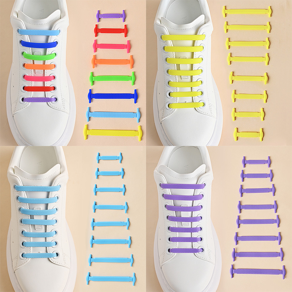 No Tie Shoelaces 16pcslot Silicone Elastic Laces Creative Rubber Lazy Shoelaces For Sneakers Sports 5