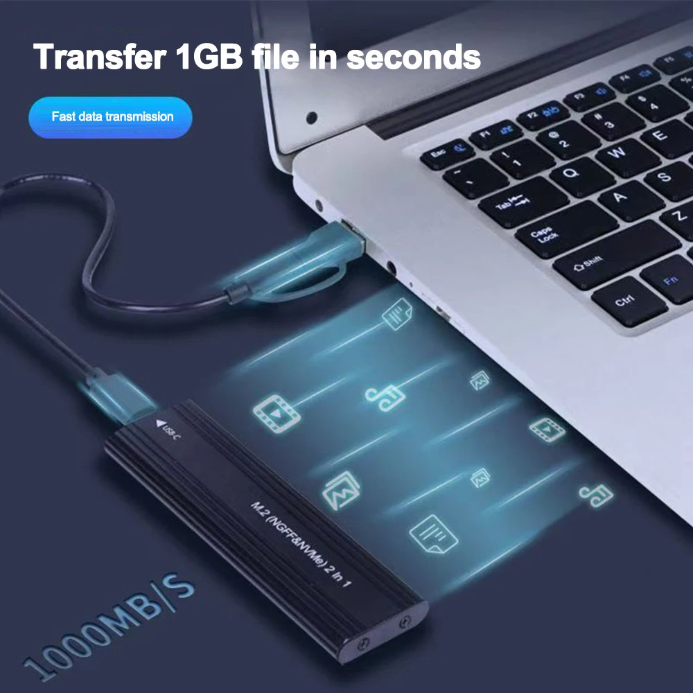 NVME M.2 SSD Enclosure 10Gbps Aluminum Case for Solid State Drive External Adapter