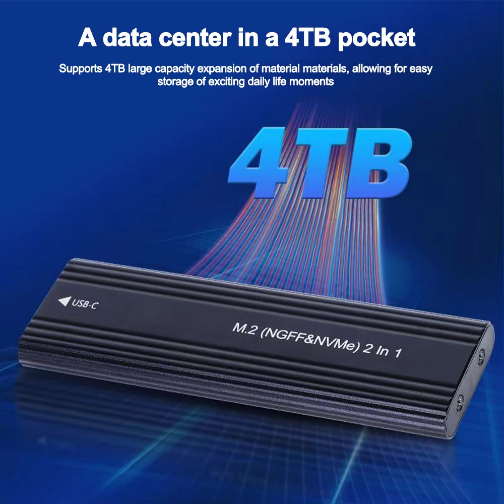 NVME M.2 SSD Enclosure 10Gbps Aluminum Case for Solid State Drive External Adapter