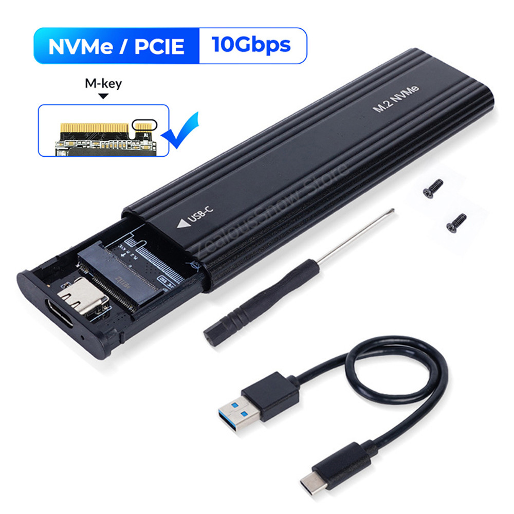 NVME M.2 SSD Enclosure 10Gbps Aluminum Case for Solid State Drive External Adapter