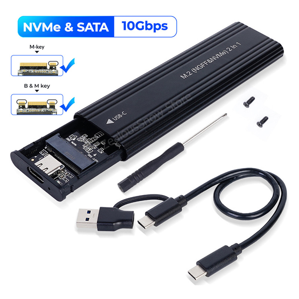 NVME M.2 SSD Enclosure 10Gbps Aluminum Case for Solid State Drive External Adapter
