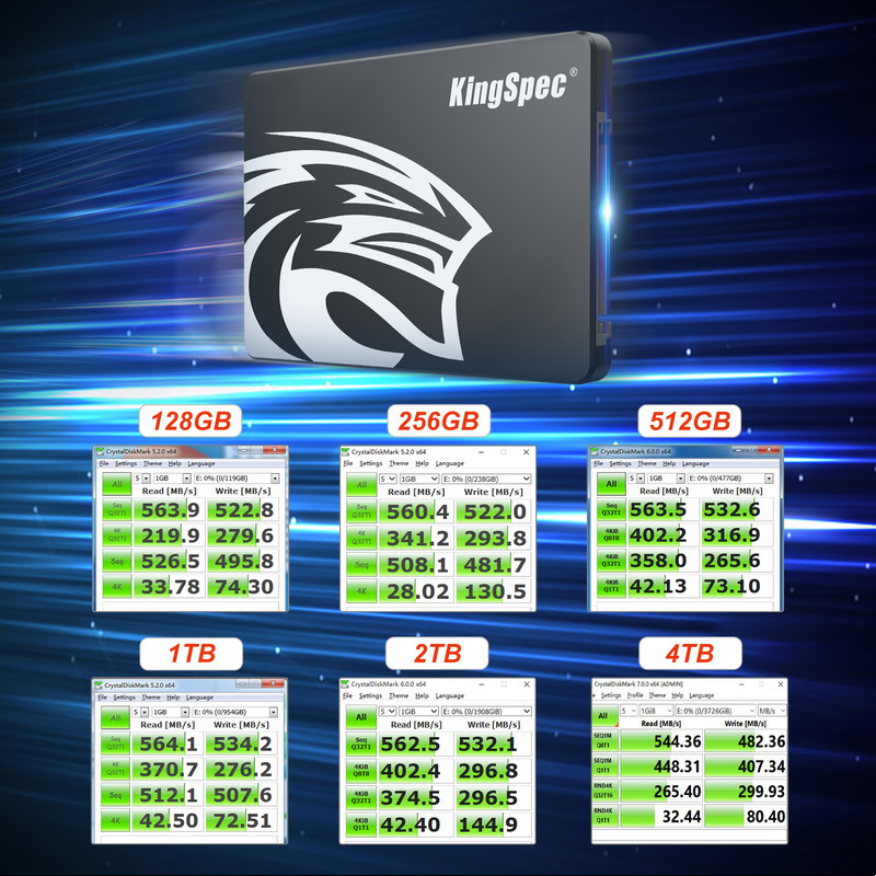 SSD Drive HDD SATA Internal Hard Disk, KingSpec SSD for Laptop & PC Upgrade Storage