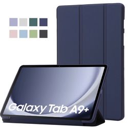 samsung tab a9 plus case, trifold leather cover with stand, soft back funda coque for galaxy tab a9+ table
