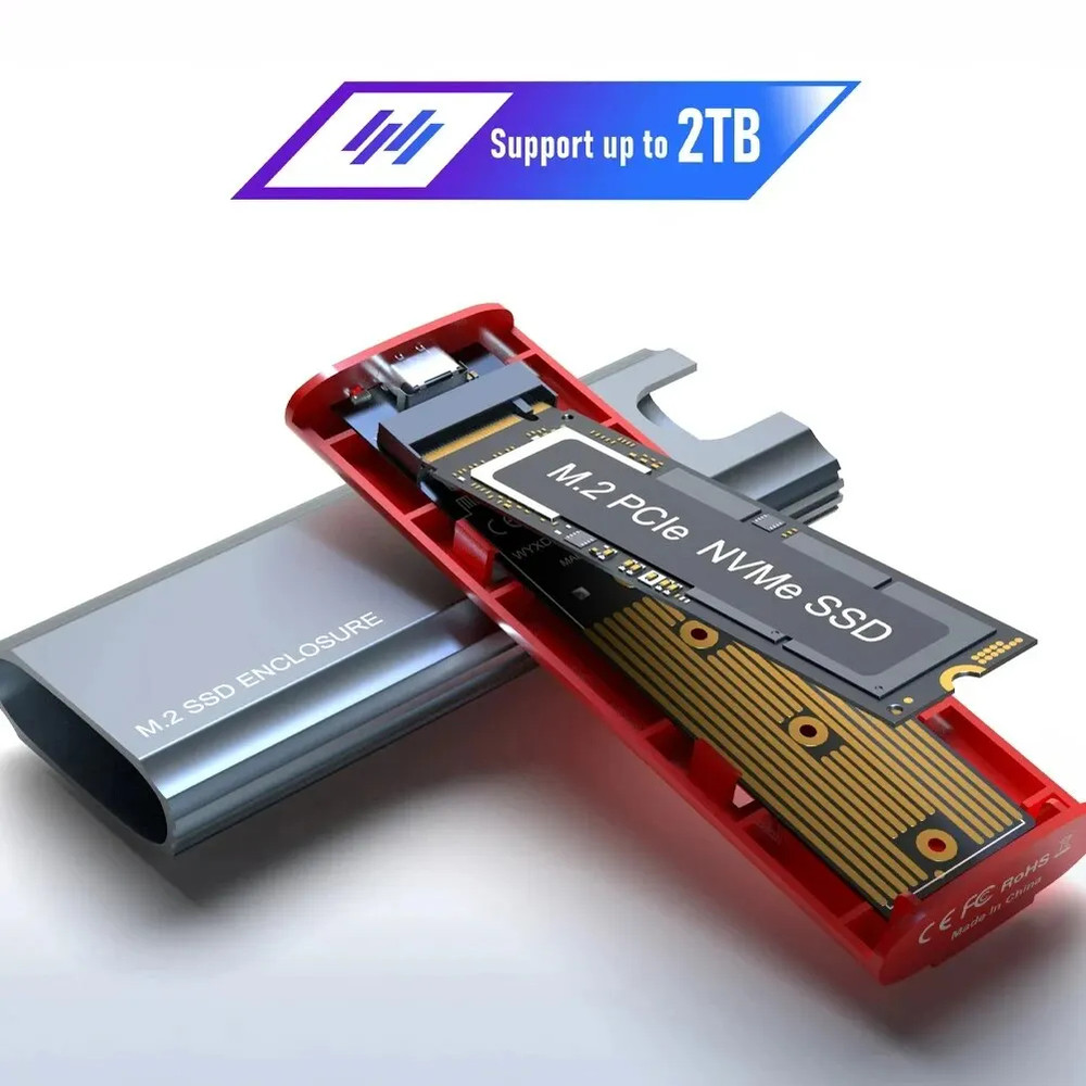 SSD Enclosure Adapter USB 3.2 Gen2 10Gbps M2 SSD Case USB-C External Enclosure Compatible with M, B, B&M Key Drives