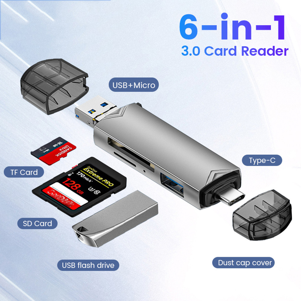 Multifunctional 6 In 1 USB To Type C Micro USB OTG Card Reader Universal SD TF Adapter HighSpeed Tr 0