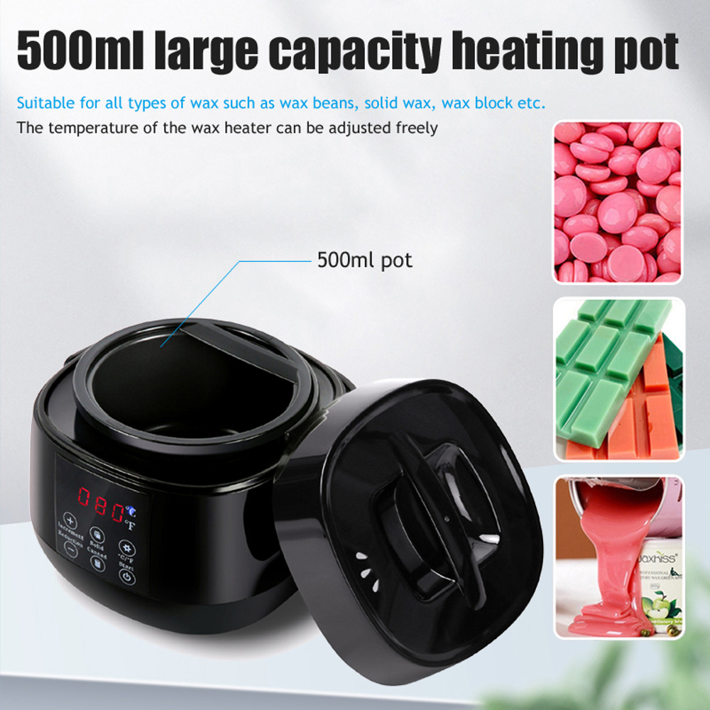 500ml Wax Heater Machine for Hair Removal – LCD Temperature Display Wax Warmer Pot for Depilatory Waxing Beans