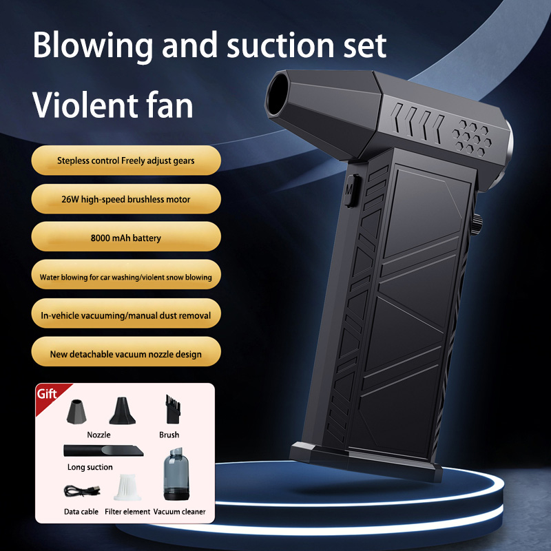 380000RPM Turbo Fan, Powerful Air Blower Portable Wireless Dust Cleaner with Type-C Charging Brushless Jet Blower