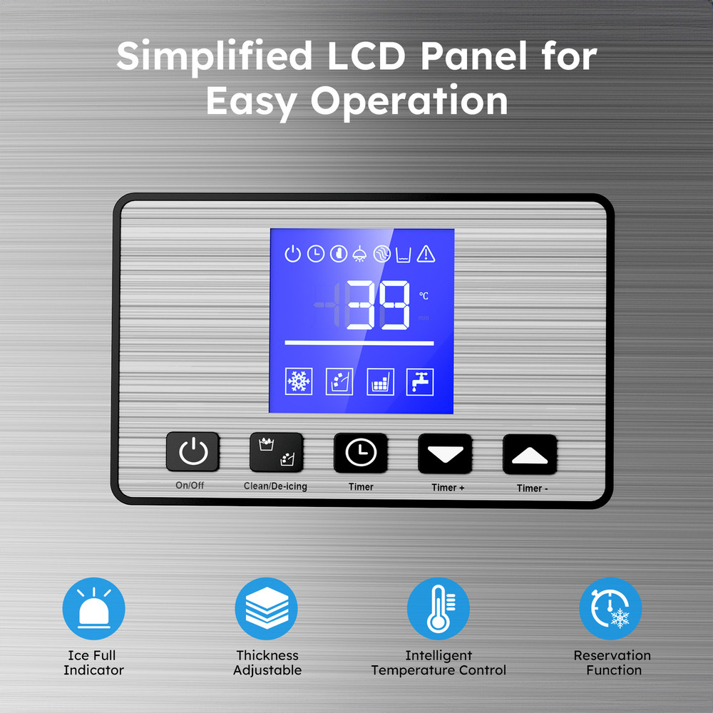 Commercial Ice Maker Machine Large Storage Bin, Auto Self-Cleaning, Perfect for Home, Bar & Business