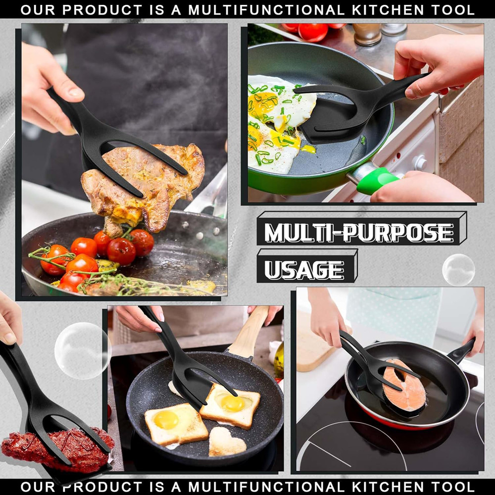 Non Stick Grip Flip Spatula Clamp Egg Pancake Tool Fish Omelette French Toast Cooking Turner For Ho 3