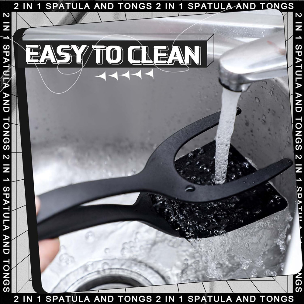 Non Stick Grip Flip Spatula Clamp Egg Pancake Tool Fish Omelette French Toast Cooking Turner For Ho 5