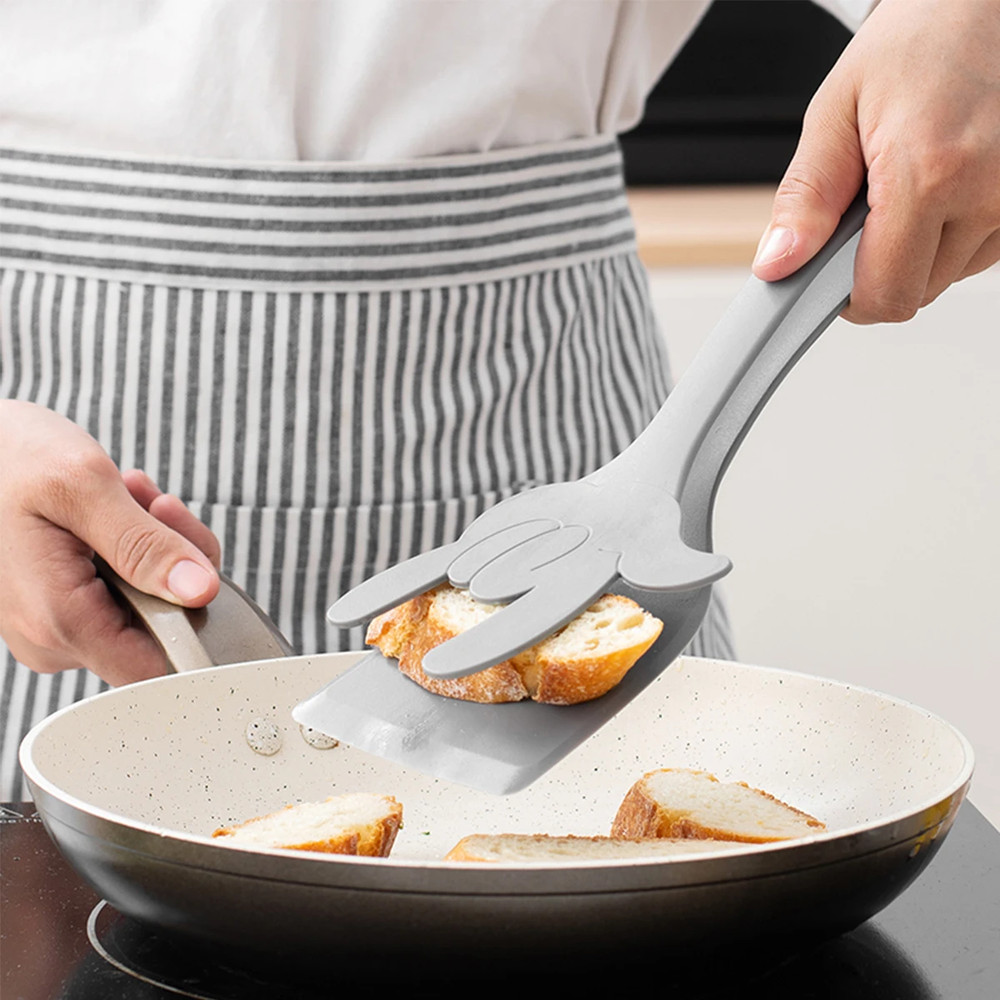 Silicone Grip Shovel Clip Flip Tongs Spatula Clamp For Egg Steak Pancake Fried Turners Cooking Tool 4