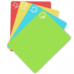 flexible non-slip chopping block cutting mats, kitchen tools with food icons, plastic cutting board set