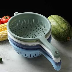 plastic sink water filter drainer basket, food washing colander bowl, vegetable strainer with handle