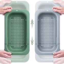 collapsible home colander over the sink for kitchen use, strainer basket for vegetables, fruits, pasta
