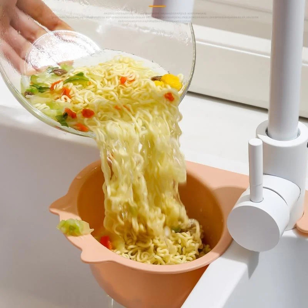 Cartoon Cat Sink Strainer for Kitchen, Round Fruit Vegetable Drainer, Basket Filter Shelf, Sponge Holder Organizer