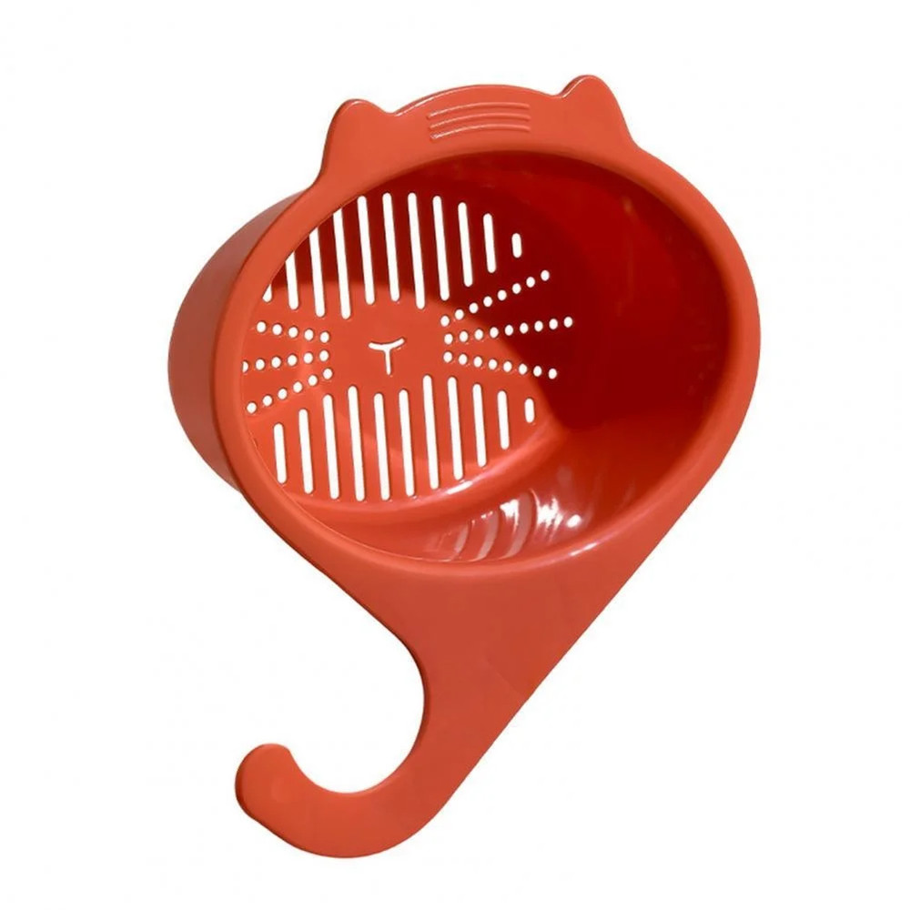 Cartoon Cat Sink Strainer for Kitchen, Round Fruit Vegetable Drainer, Basket Filter Shelf, Sponge Holder Organizer
