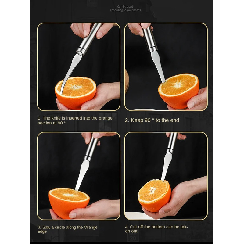 Citrus Peeler Knife for Orange Lemon Grapefruit, Manual Stainless Steel Corer Cutter, Kitchen Fruit Peeling Tool