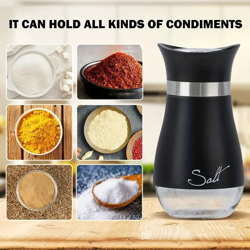 Glass Seasoning Shaker Bottles, Spice Storage Jars, BBQ Condiment Jar Salt Pepper Boxes for Kitchen Tools Organizer