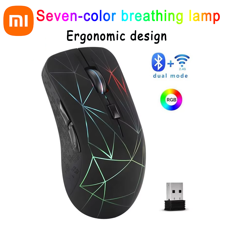 Xiaomi Wireless Bluetooth Mouse, Dual Mode 2.4G, Silent Office Mouse, Rechargeable, RGB Light for Laptop