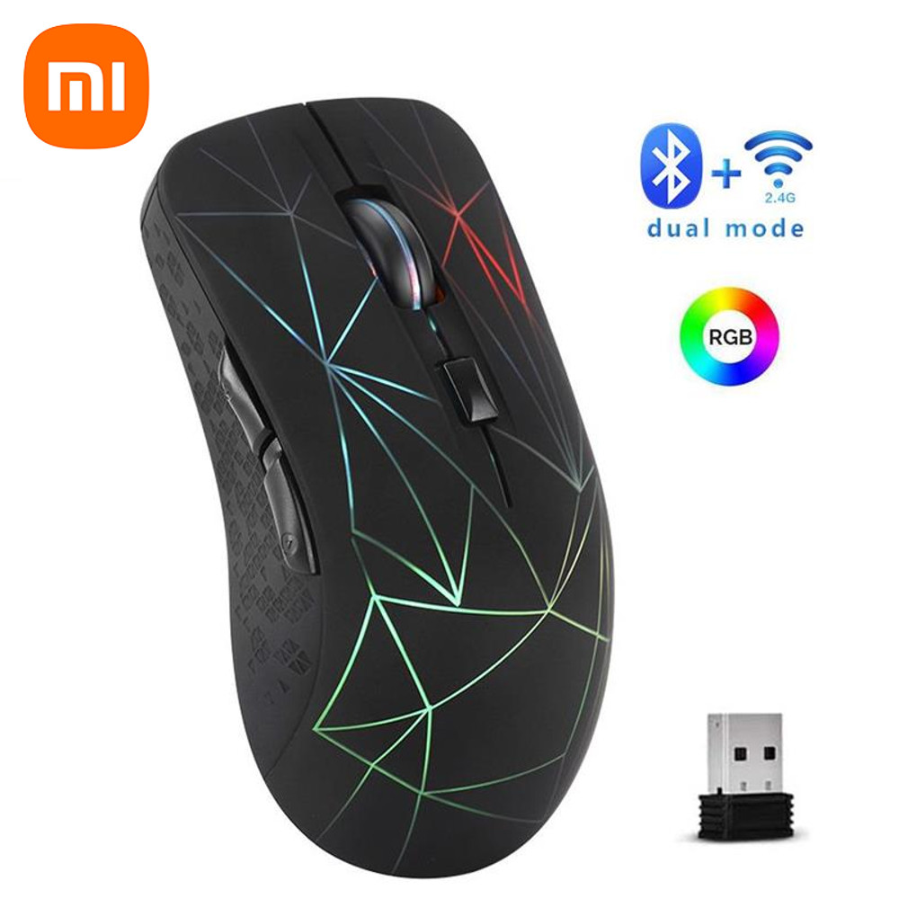 Xiaomi Wireless Bluetooth Mouse, Dual Mode 2.4G, Silent Office Mouse, Rechargeable, RGB Light for Laptop