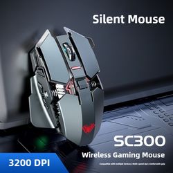wireless 2.4g gaming mouse rgb, silent rechargeable mechanical e-sports mouse for computer, laptop use