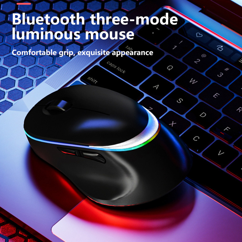 Light Emitting Wireless Bluetooth Mouse Rechargeable, Type C Interface, Dual Side Use, 3 Channel Switching Mode