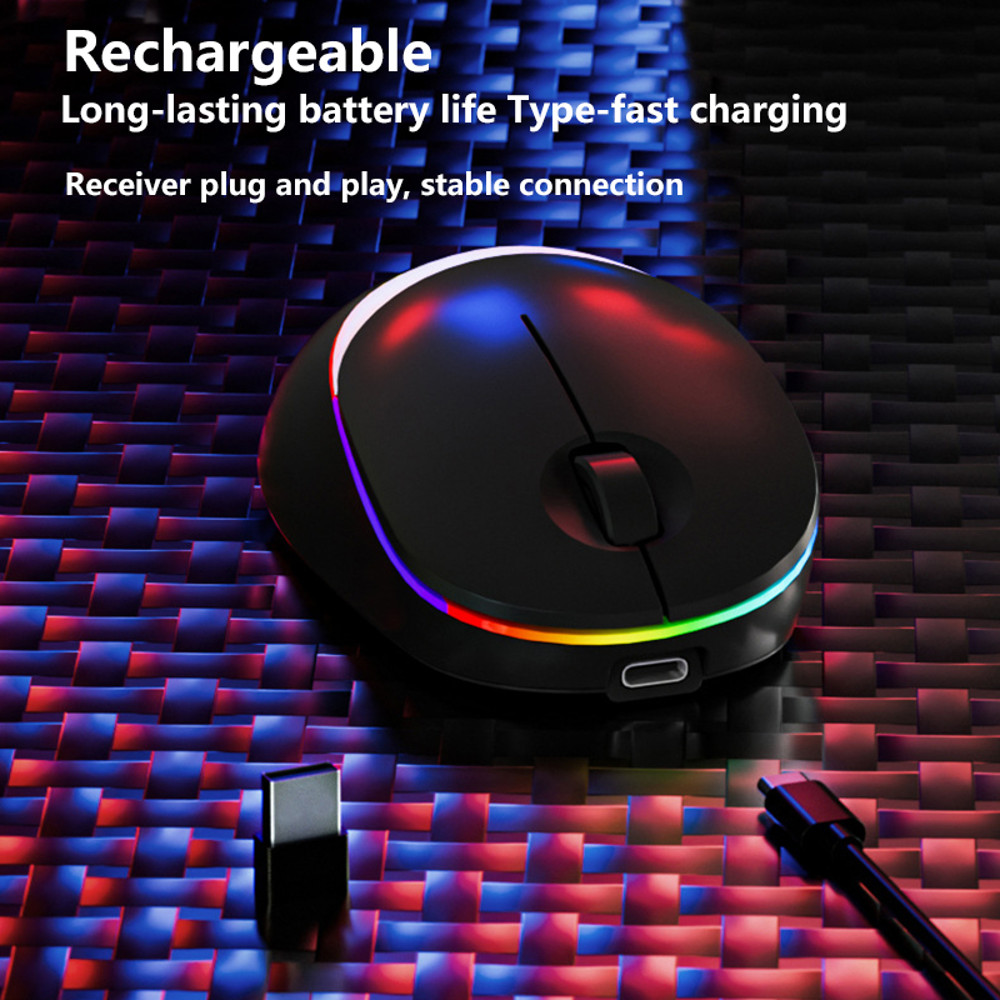 Light Emitting Wireless Bluetooth Mouse Rechargeable, Type C Interface, Dual Side Use, 3 Channel Switching Mode
