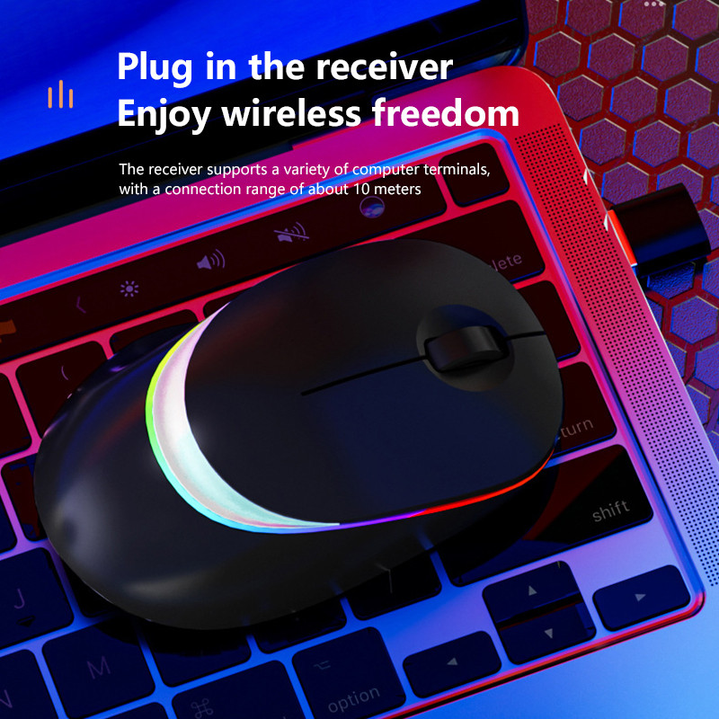Light Emitting Wireless Bluetooth Mouse Rechargeable, Type C Interface, Dual Side Use, 3 Channel Switching Mode