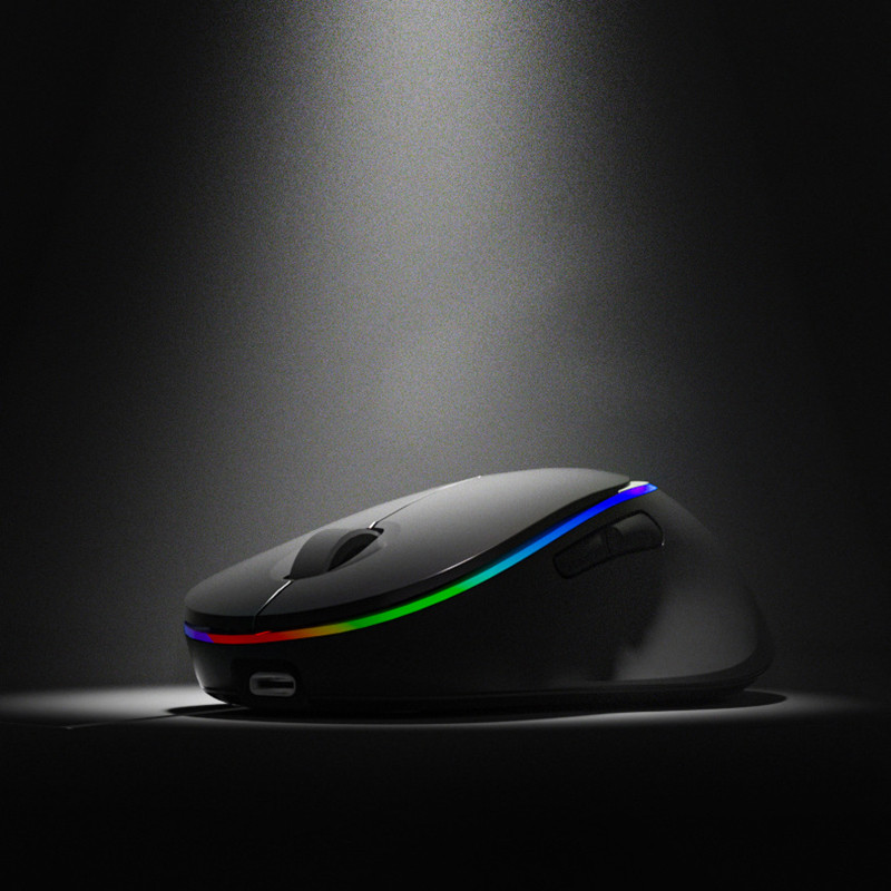 Light Emitting Wireless Bluetooth Mouse Rechargeable, Type C Interface, Dual Side Use, 3 Channel Switching Mode