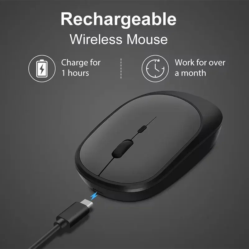 Ergonomic 2.4G Wireless Silent Mouse Bluetooth-Compatible, USB Rechargeable Mice, Adjustable DPI for Gaming and Office