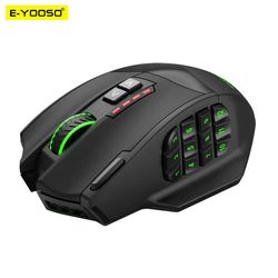 rgb wireless gaming mouse 16000 dpi usb 2.4g, 16 programmable buttons, optical game mice for laptop pc