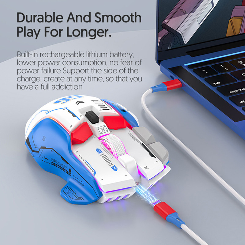 Gaming Mouse Wireless Rechargeable, Tri Mode Connection, Silent Operation, One Click Return Desktop PC